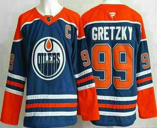Men%27s Edmonton Oilers #99 Wayne Gretzky Blue Authentic Jersey